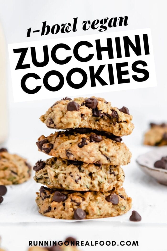 Pinterest graphic for zucchini chocolate chip cookies.