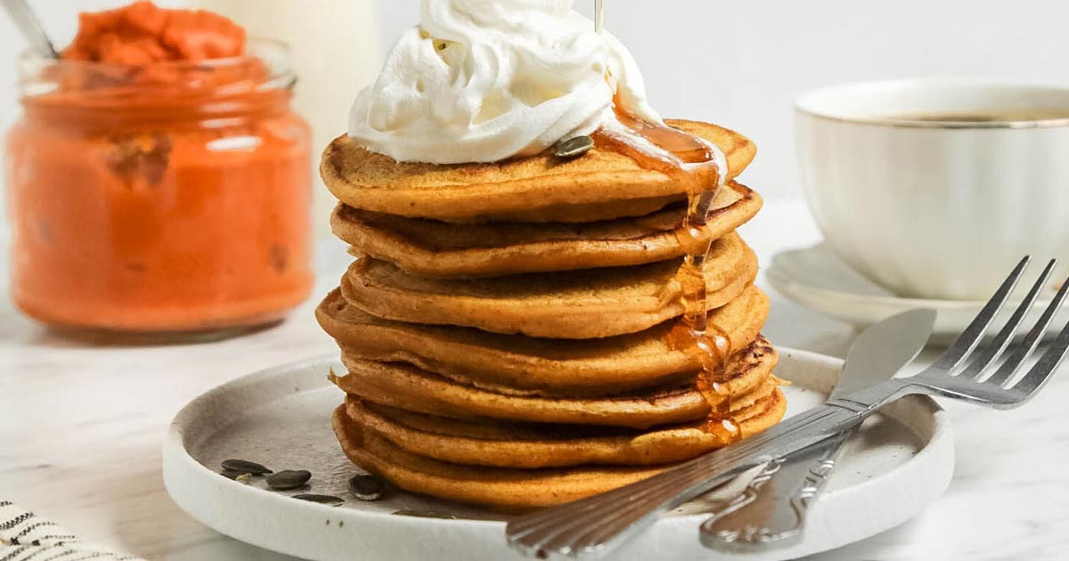 Vegan Pumpkin Pancakes - Running on Real Food