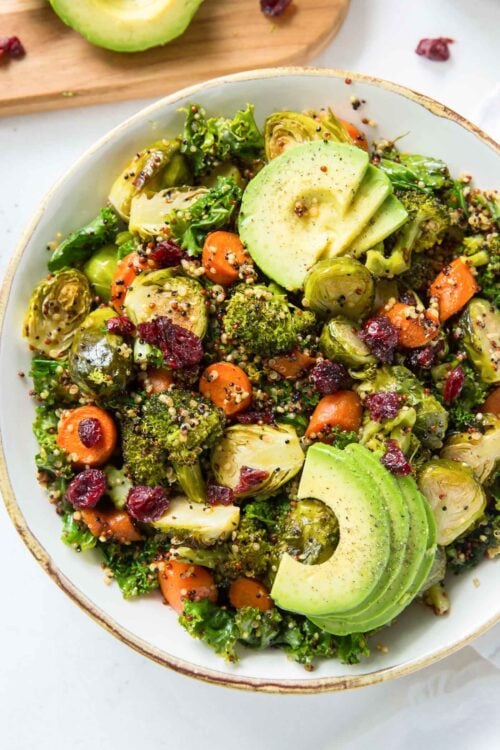 Roasted Vegetable Quinoa Salad - Running on Real Food