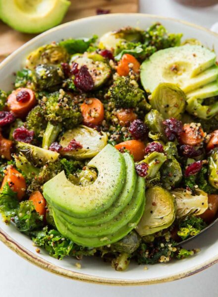 Quinoa Kale Salad with Roasted Vegetables - Running on Real Food