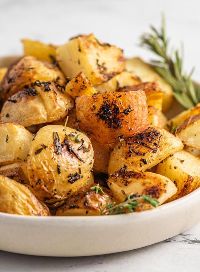 Rosemary Lemon Roasted Potatoes - Running on Real Food