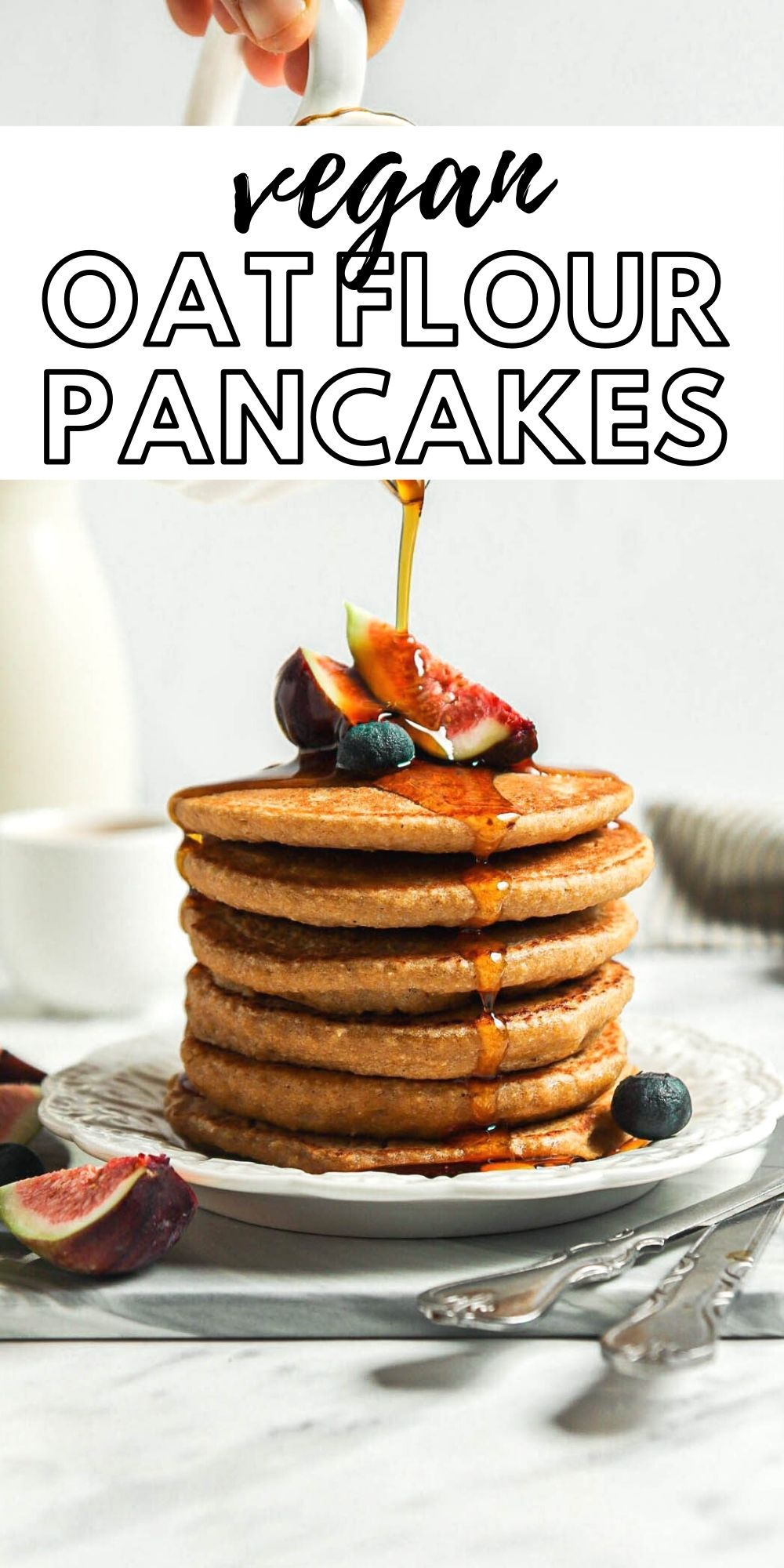 Vegan Oat Flour Pancakes without Banana - Running on Real Food