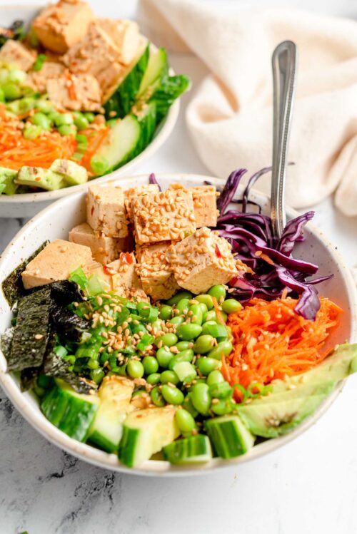 Healthy Vegan Tofu Poke Bowl - Running on Real Food