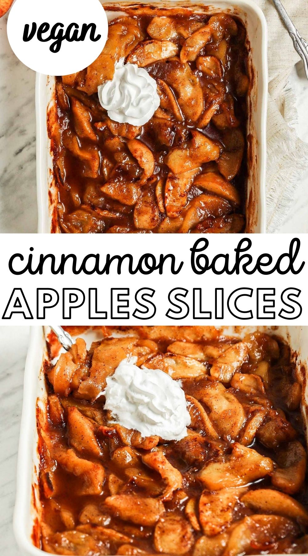 Pinterest graphic with an image and text for baked apple slices.