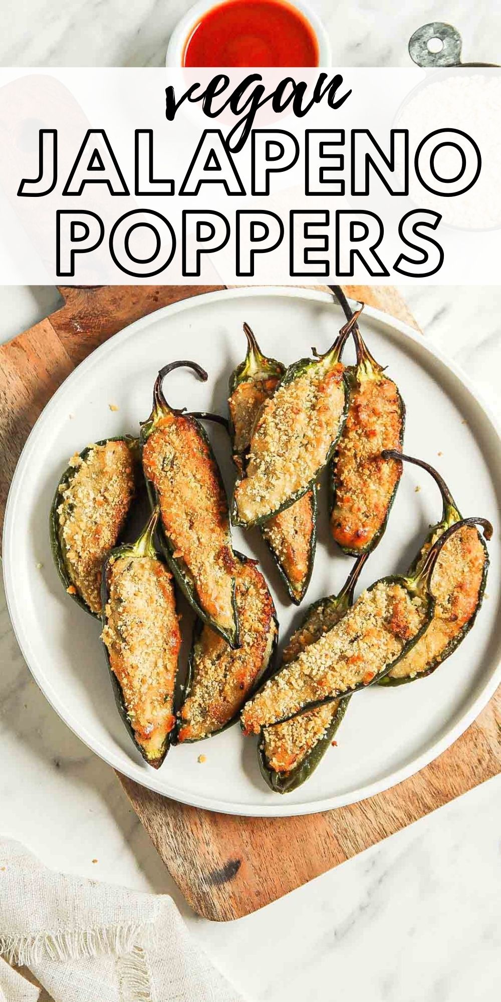 Pinterest graphic with an image and text for jalapeno poppers.