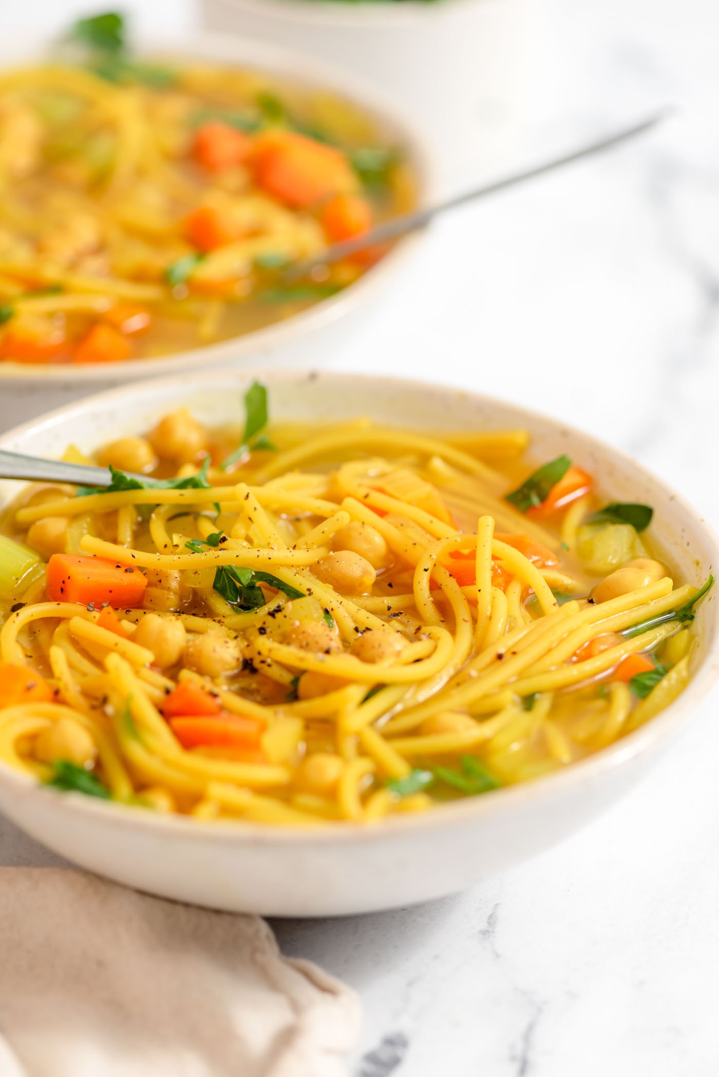 Classic Vegan Chicken Noodle Soup - The Cheeky Chickpea