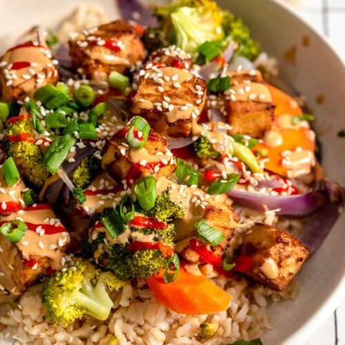 Peanut Tofu Bowls - Running on Real Food