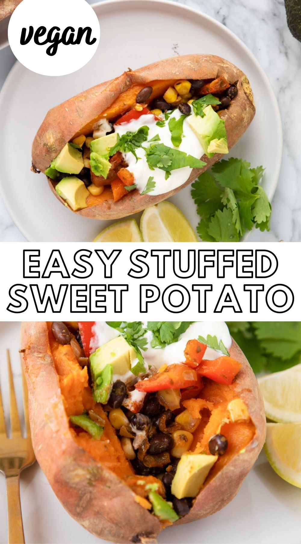Healthy Black Bean Stuffed Sweet Potatoes - Easy Vegetarian Recipe