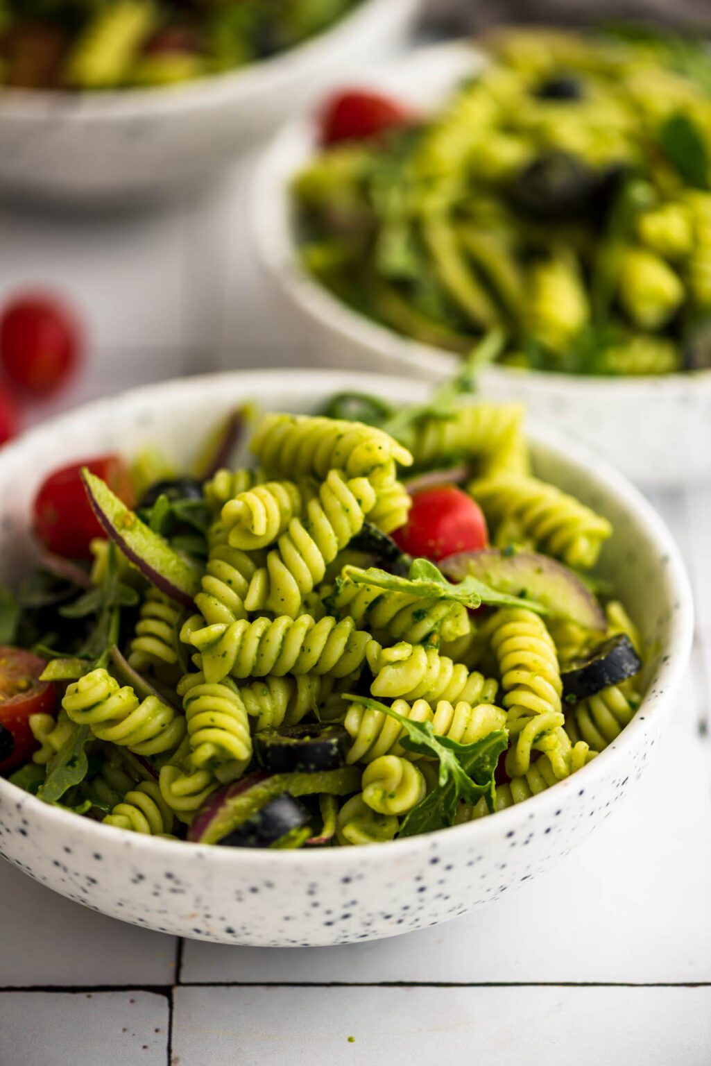 Vegan Pesto Pasta Salad Running on Real Food