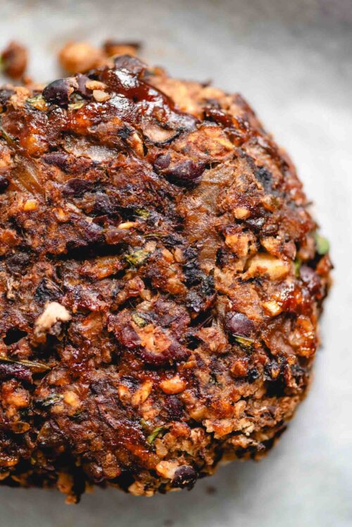 Vegan Mushroom Veggie Burger Running on Real Food