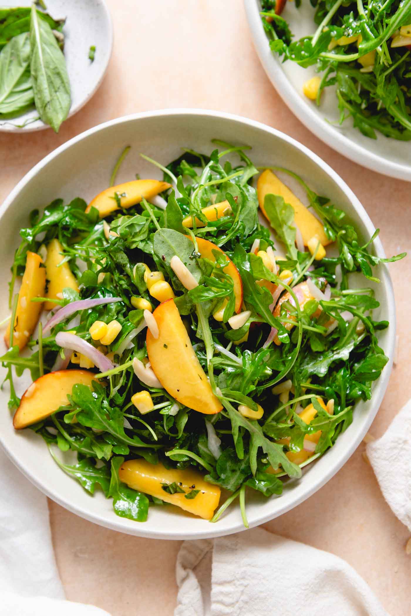 Summer Salad Bowl with Peach Basil Vinaigrette - Healthy Ideas Place