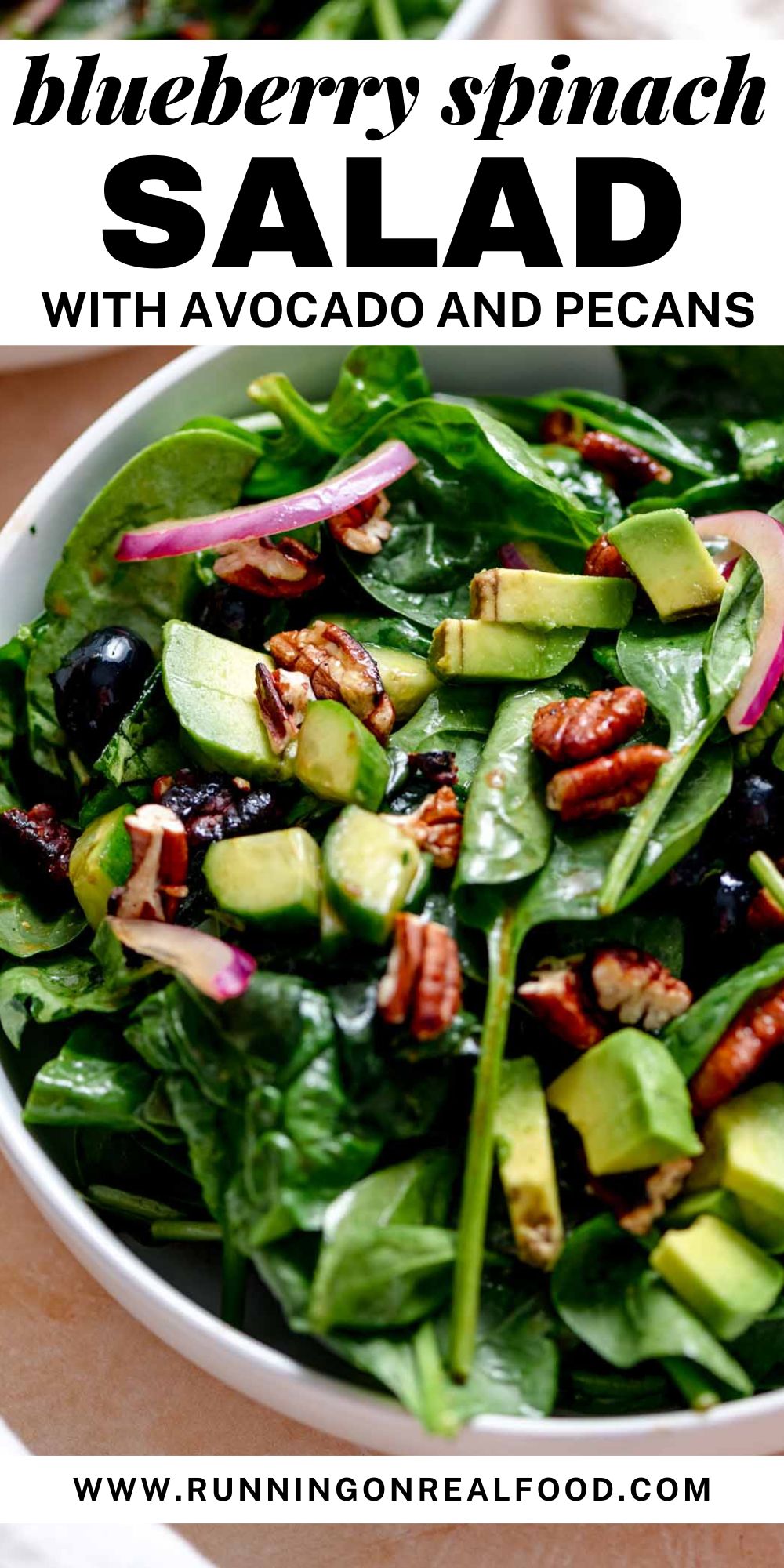 Blueberry Spinach Salad with Pecans and Avocado