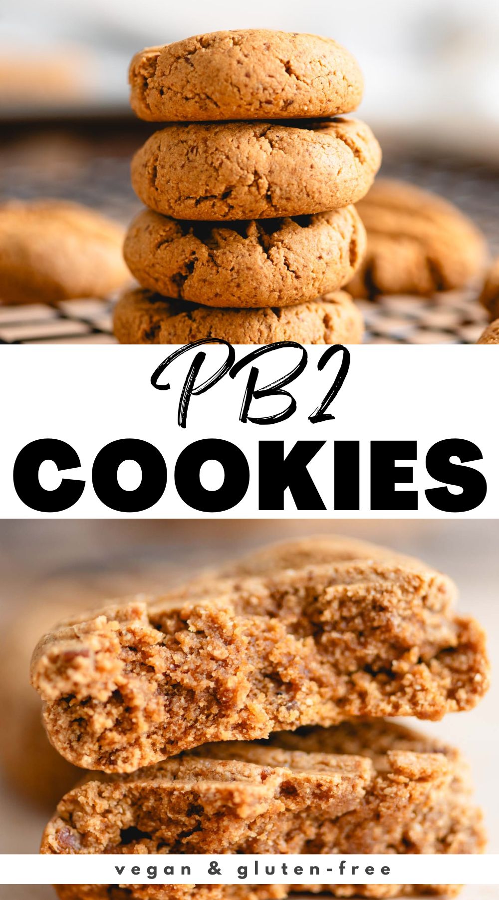 Pinterest graphic for peanut butter powder cookies recipe.