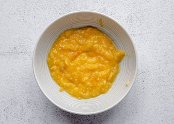 Bowl of pureed mango.