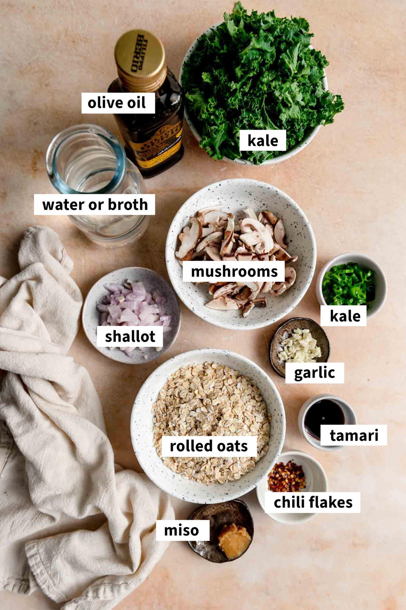 Vegan Savory Oatmeal Breakfast Bowls With Kale