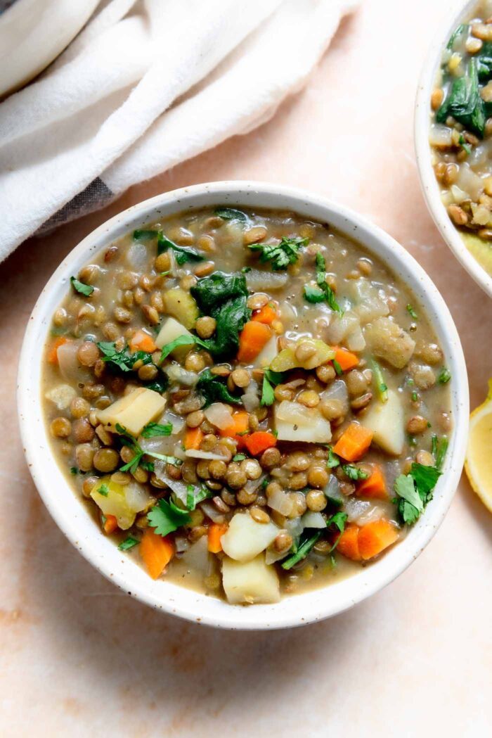 Hearty Vegan Lentil Stew With Potatoes - Running On Real Food